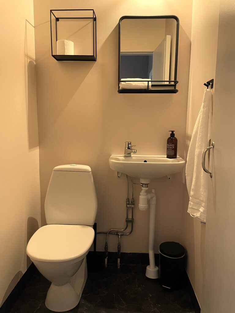 Egen toa med handfat och spegel